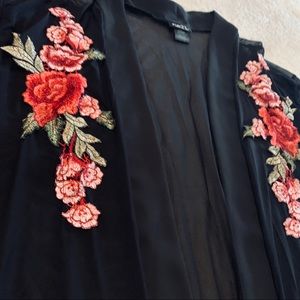 Rose embroidered cover-up